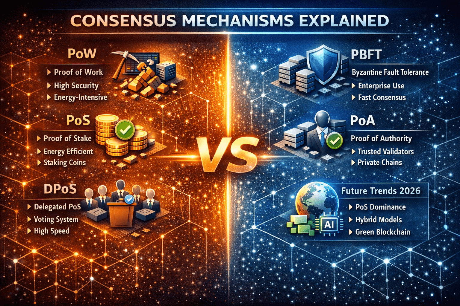 Consensus Mechanisms Explained: PoW vs PoS vs DPoS & More (2026 Guide)